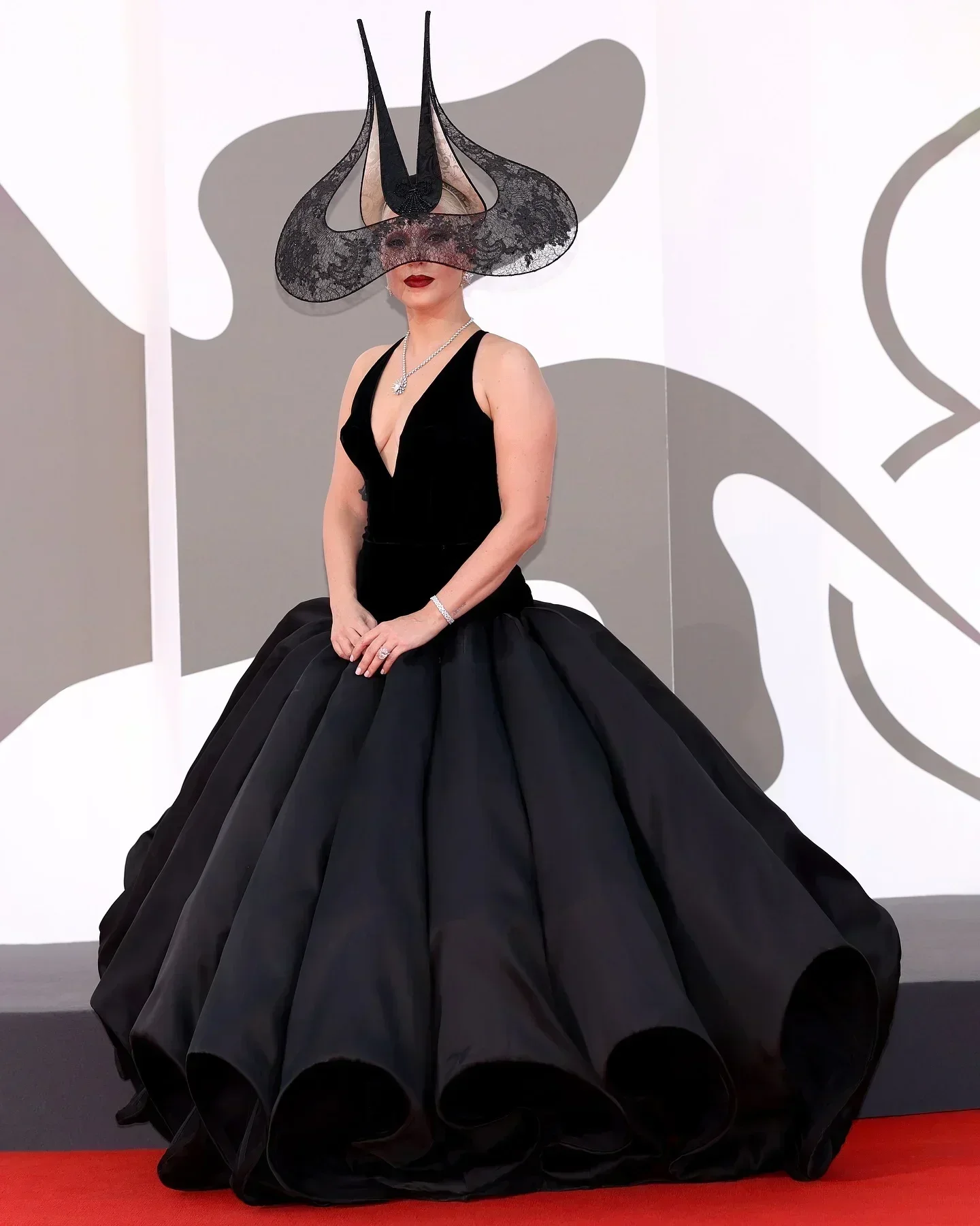 Lady Gaga Makes a Regal Entrance in Custom Dior Couture at the 81st Venice Film Festival
