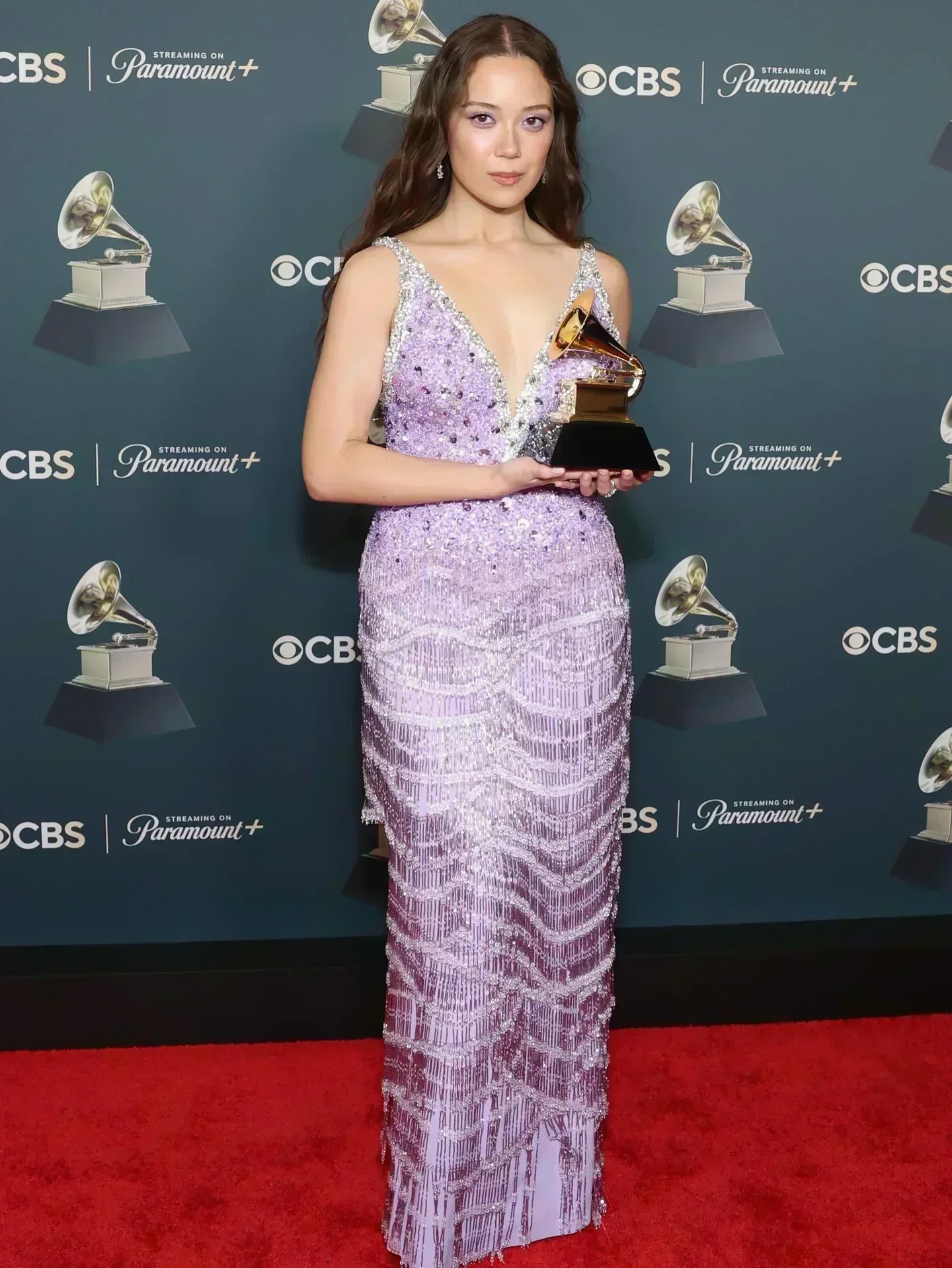 Laufey in Custom Lilac Miu Miu at the 2026 Grammy Awards
