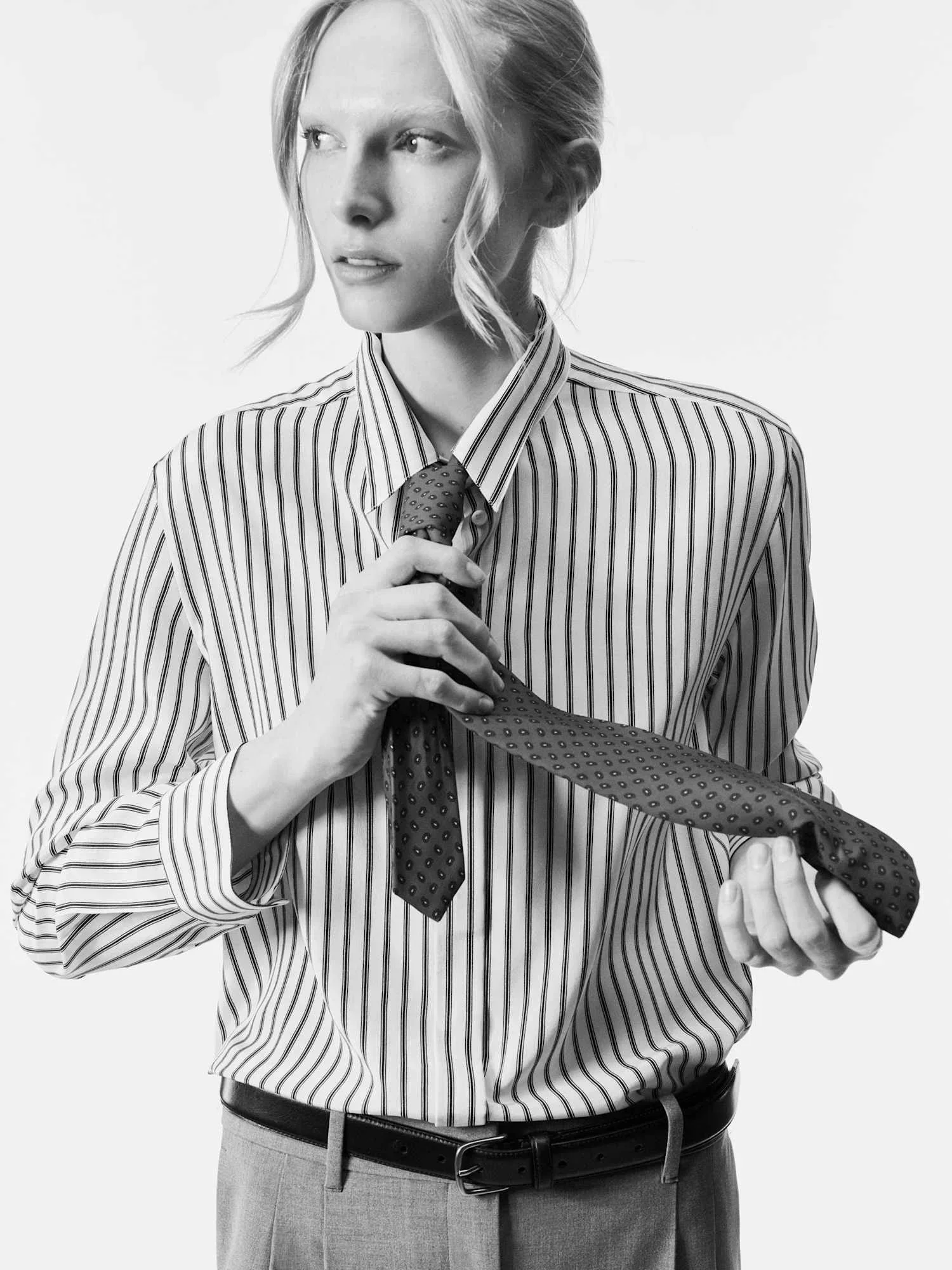 Alex Consani in the Casting Silk Shirt