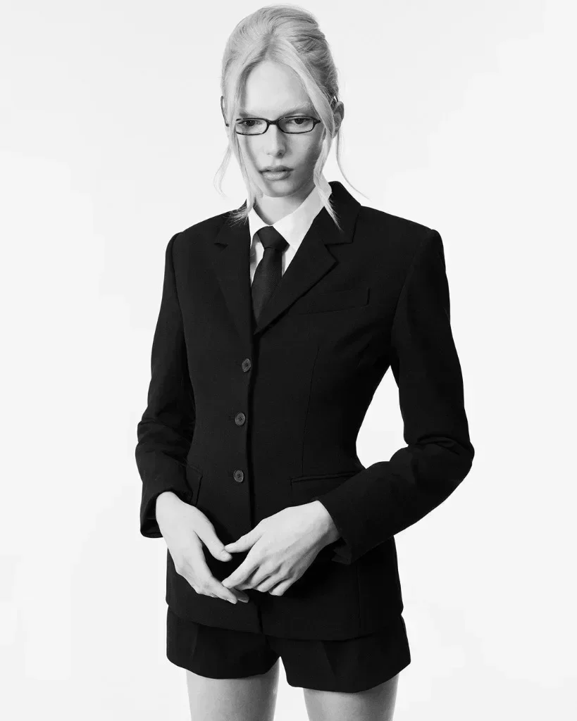 Alex Consani in studio portrait as The Office Siren
