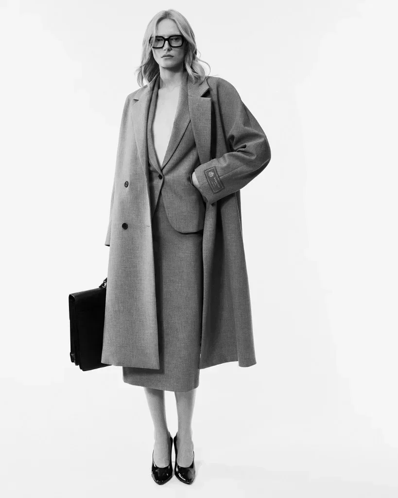 Alex Consani in The Slouch Coat and matching suiting