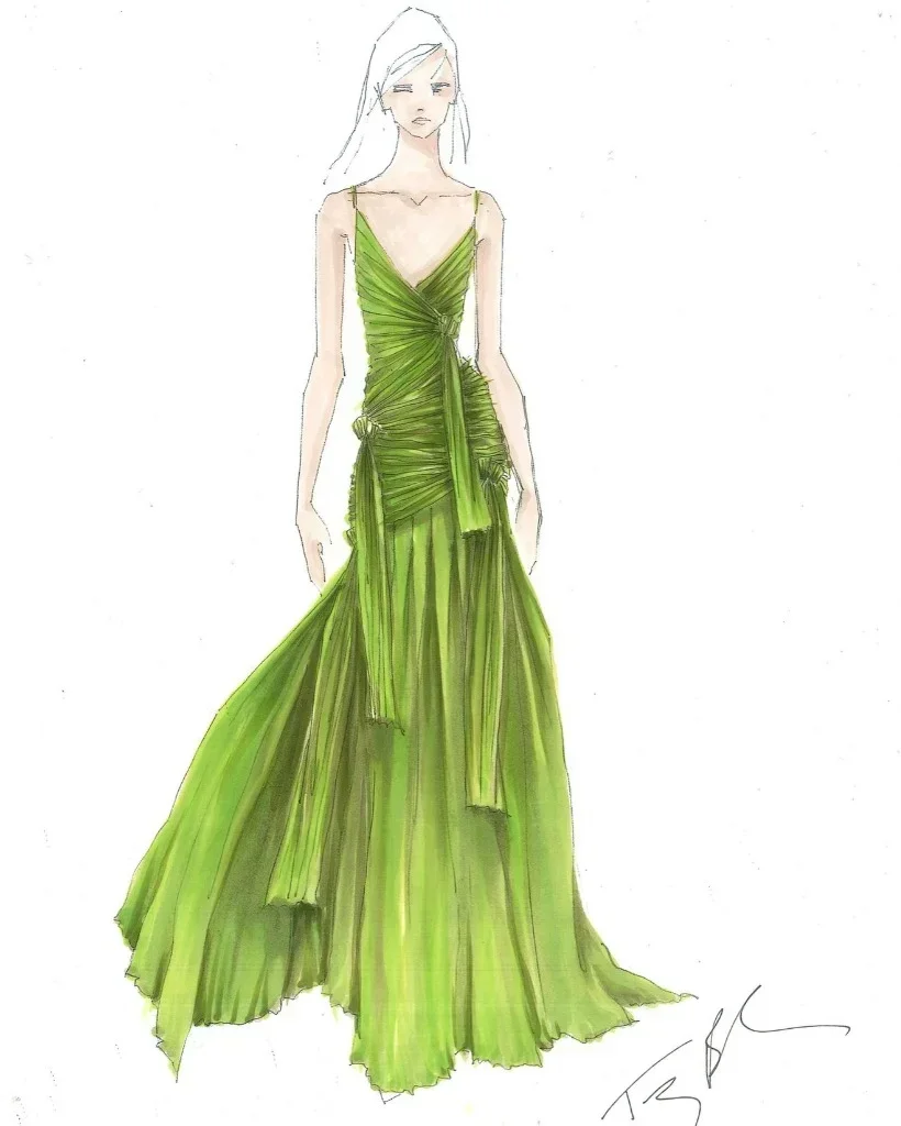 Tory Burch custom design sketch for Lili Reinhart