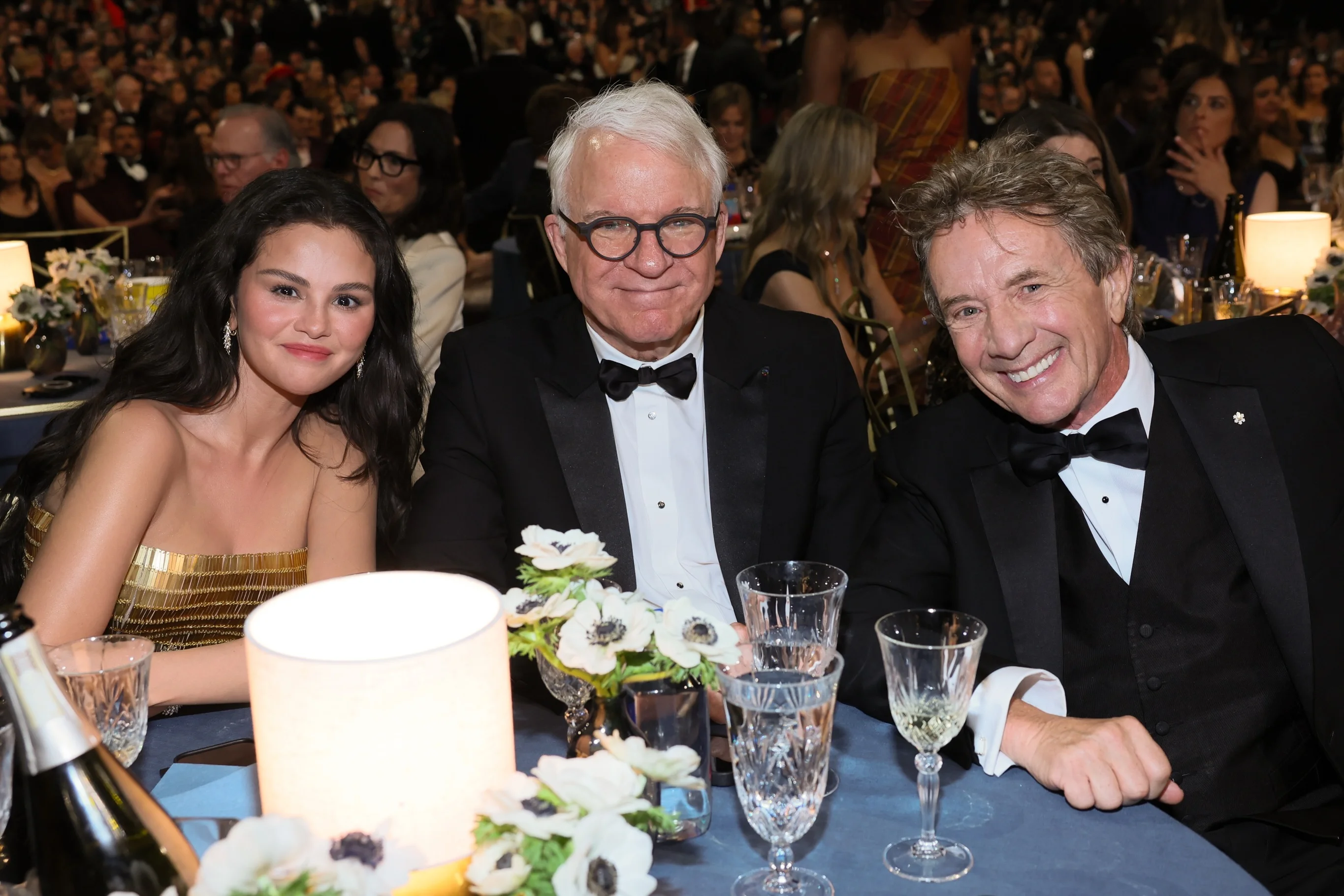 Steve Martin, Selena Gomez, and Martin Short gathered at their table